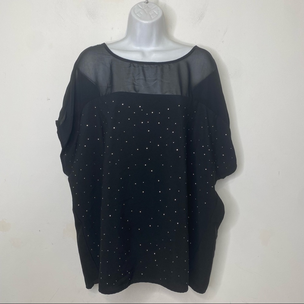 🎈4 for $40🎈 Dex Rhinestone See through Black Blouse a size 1X